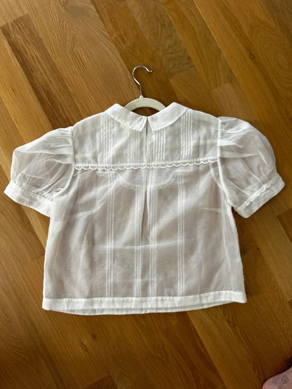 Maeve by Anthropologie Ladies Peter Pan Collar Puff Sleeve Sheer Top